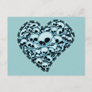 Blue Skull Heart Postcard