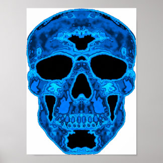 Blue Skull Horror Mask Poster