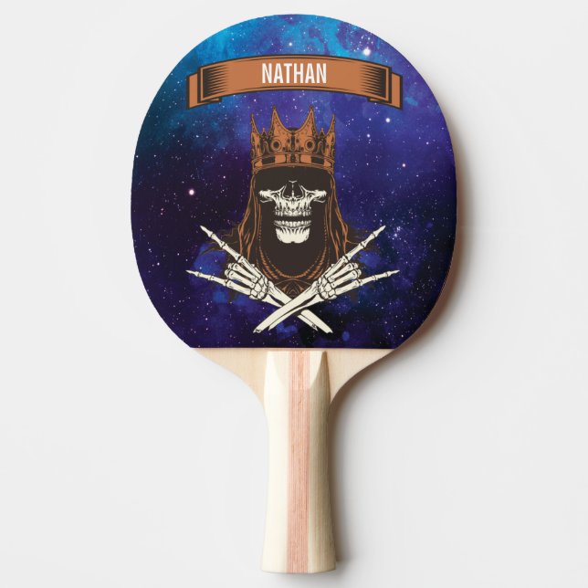 Blue Skull King Monogrammed Ping Pong Paddle (Front)