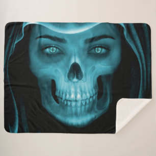 BLUE SKULL SHERPA BLANKET