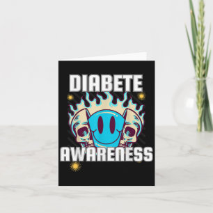 Blue Skull Smile Face Diabete Month Awareness For Card