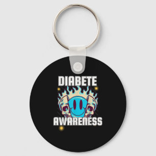 Blue Skull Smile Face Diabete Month Awareness For Key Ring