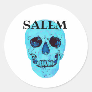 Blue Skull Sticker, Salem Massachusetts Classic Round Sticker