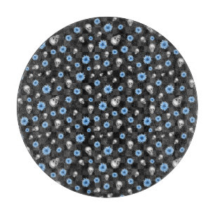 Blue Skulls and Sunflower Series Design 12 Cutting Board