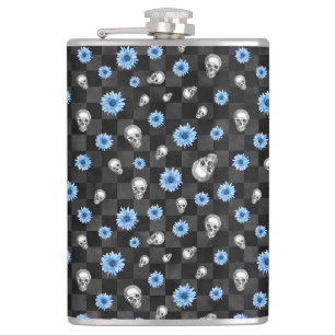 Blue Skulls and Sunflower Series Design 12  Hip Flask