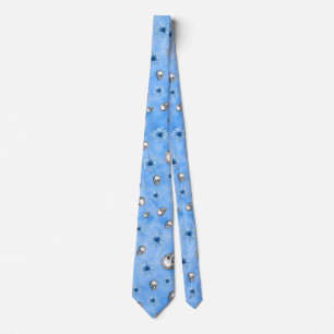 Blue Skulls and Sunflower Series Design 3 Tie