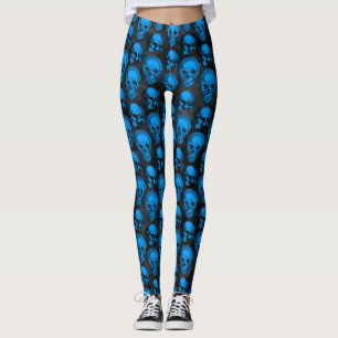 Blue Skulls and Sunflower Series Design 6 Leggings