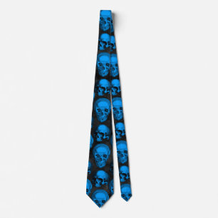 Blue Skulls and Sunflower Series Design 6 Tie