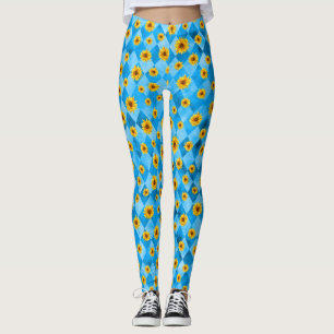 Blue Skulls and Sunflower Series Design 8 Leggings