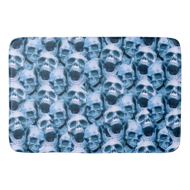 Blue Skulls Bath Mat (Front)
