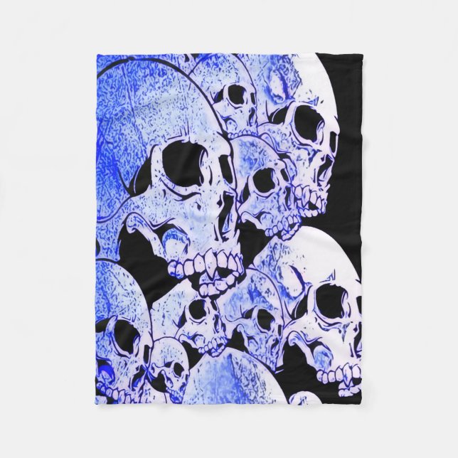 Blue Skulls Fleece Blanket (Front)