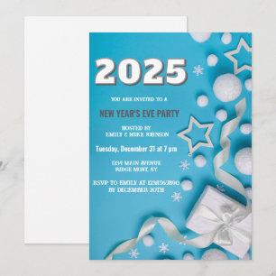 Blue sky 2025 New Year's Eve custom year  Invitation