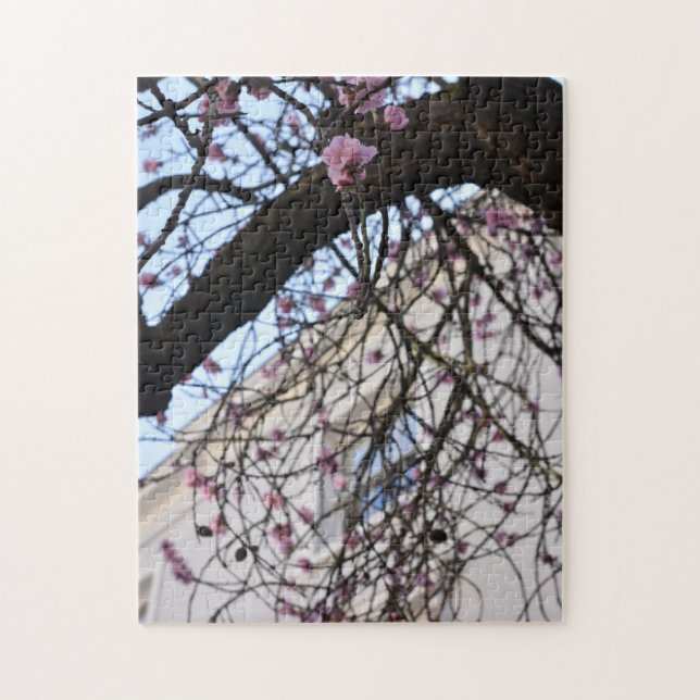 Blue Sky and Cherry Blossoms, Chelsea, London UK Jigsaw Puzzle (Vertical)