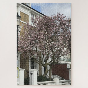 Blue Sky and Cherry Blossoms, Chelsea, London UK Jigsaw Puzzle