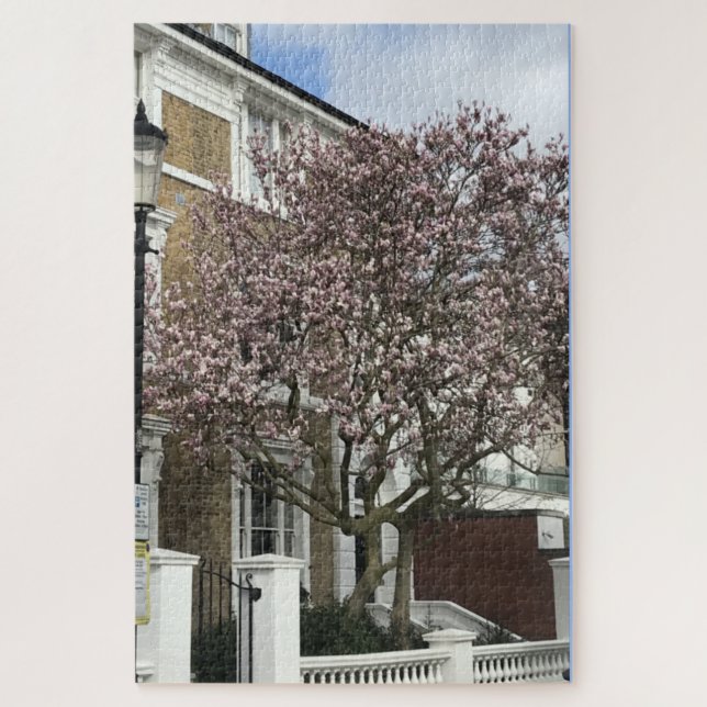 Blue Sky and Cherry Blossoms, Chelsea, London UK Jigsaw Puzzle (Vertical)