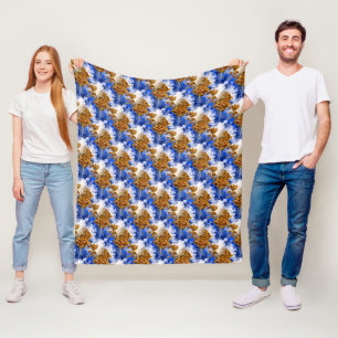 Blue Sky And Clouds Abstract Art Pattern Fleece Blanket