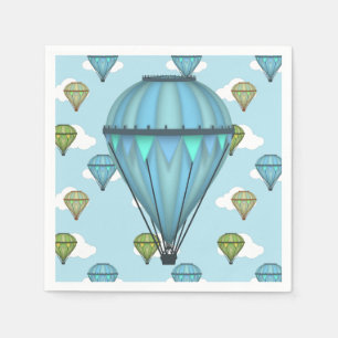 Blue Sky and Clouds Hot Air Balloon Paper Napkins