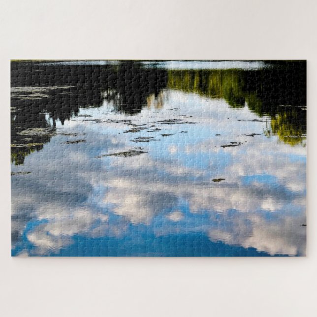 Blue Sky and Clouds Pond Reflection Jigsaw Puzzle (Horizontal)
