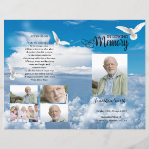 Blue sky and dove Funeral Program template