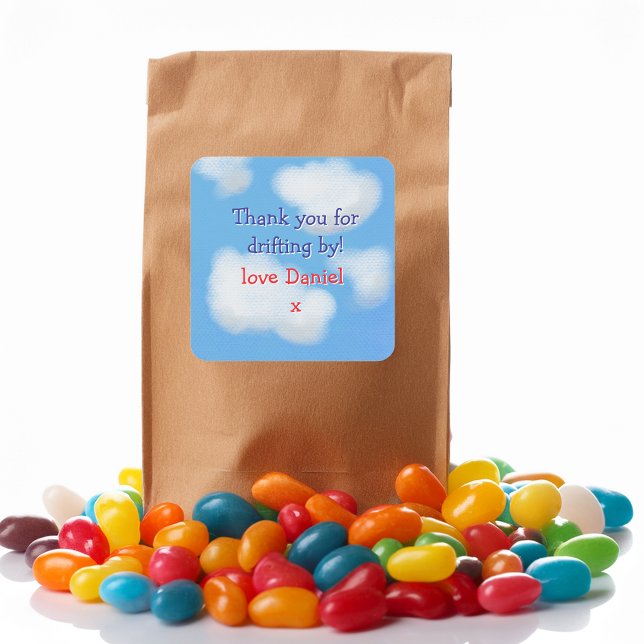 Blue sky and fluffy clouds Thankyou Square Sticker (Creator Uploaded)