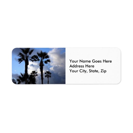 Blue Sky and Palm Trees Return Address Label