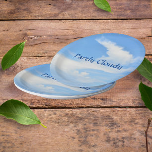 Blue Sky and White Cloud Customisable Paper Plate