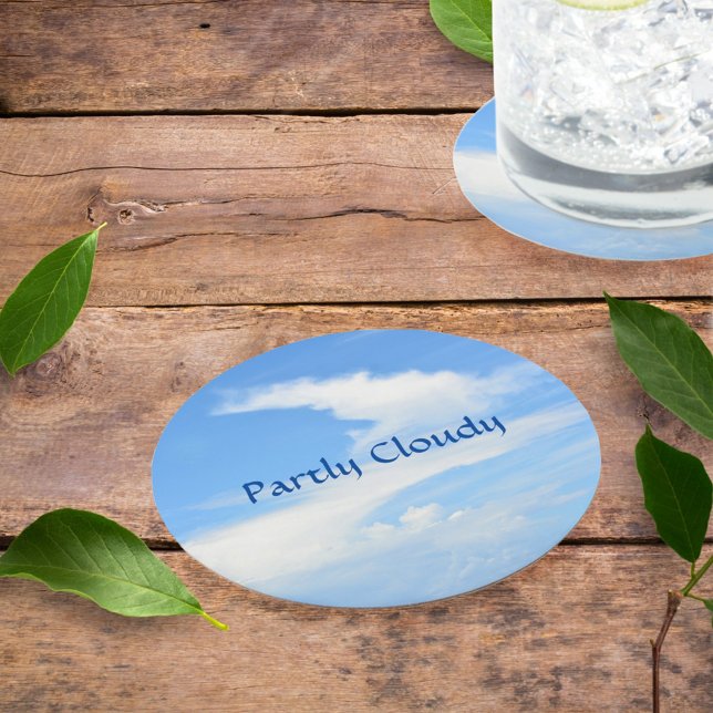 Blue Sky and White Cloud with a Twist Customisable Round Paper Coaster (Creator Uploaded)