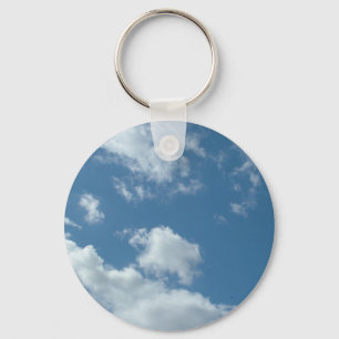 blue sky and white clouds key ring