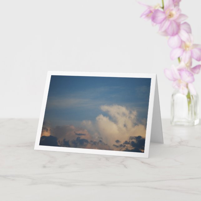 Blue Sky and White Clouds, Skyscape Background Card (Orchid)