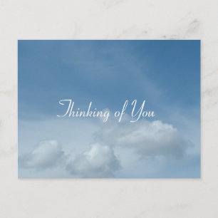 Blue sky and white clouds thinking of you postcard