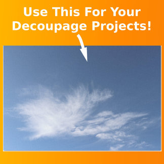 Blue Sky and White Fluffy Clouds Photo Decoupage Tissue Paper