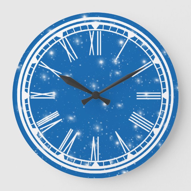 Blue Sky and White Stars Wall Clock (Front)