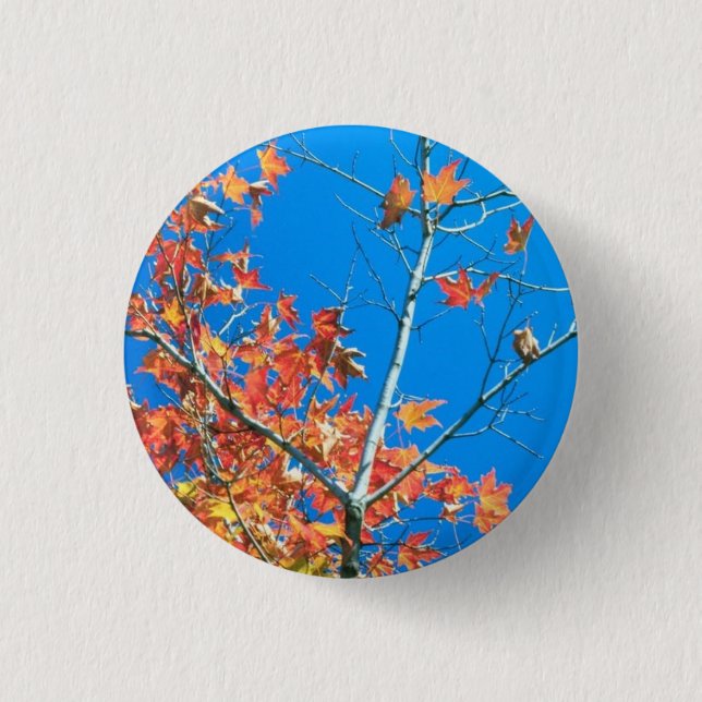 Blue Sky Autumn Tree 3 Cm Round Badge (Front)
