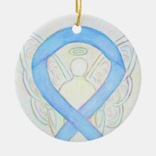 Blue Sky Awareness Ribbon Angel Art Ornaments