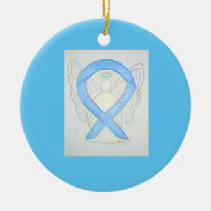 Blue Sky Awareness Ribbon Angel Art Ornaments