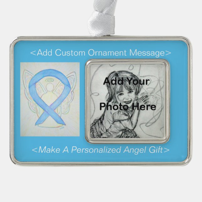 Blue Sky Awareness Ribbon Angel Ornament (Front)