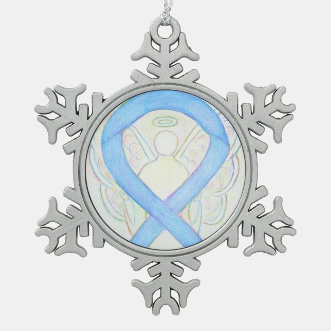 Blue Sky Awareness Ribbon Angel Ornament (Front)