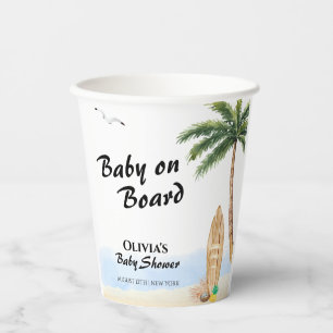 Blue Sky Baby On Board Beach Surf Baby Shower  Paper Cups