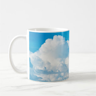 Blue sky background clouds white coffee mug