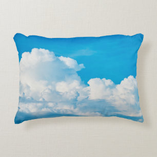 Blue sky background clouds white decorative cushion