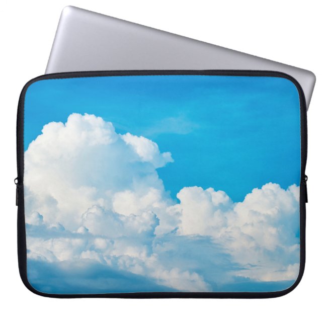 Blue sky background clouds white laptop sleeve (Front)
