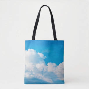Blue sky background clouds white tote bag