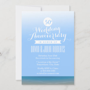 Blue Sky Beach Breeze Wedding Anniversary Invitation