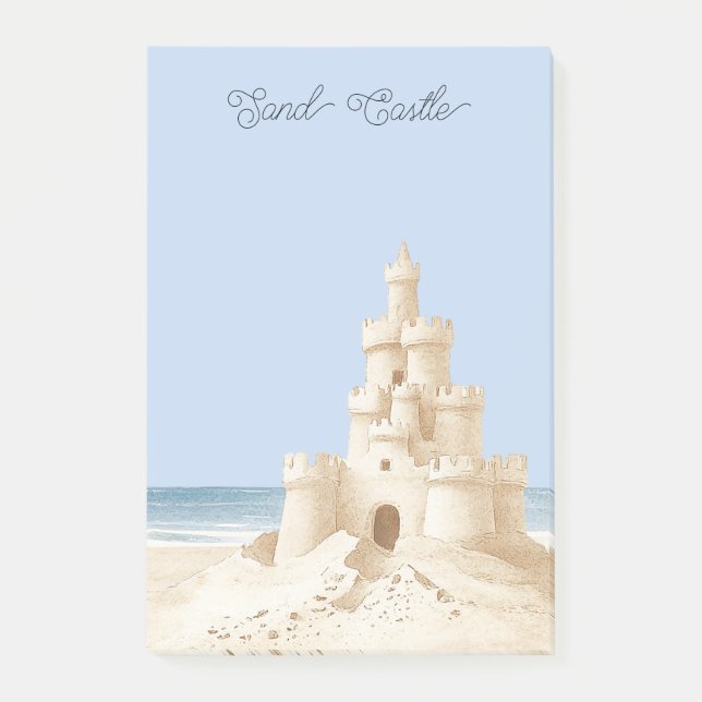Blue Sky Beach Cream Sand Castle Post-it Notes (Front)