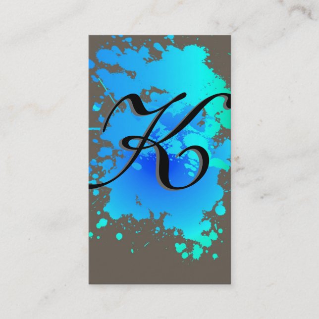 Blue Sky Blue Ink Paint Splash Business Card (Front)