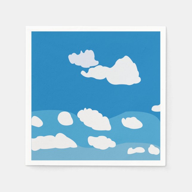 Blue Sky Cloud Birthday Party Napkin (Front)