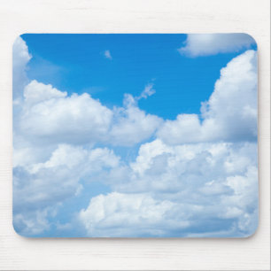 Blue Sky Clouds Background Skies Heaven Design Mouse Pad