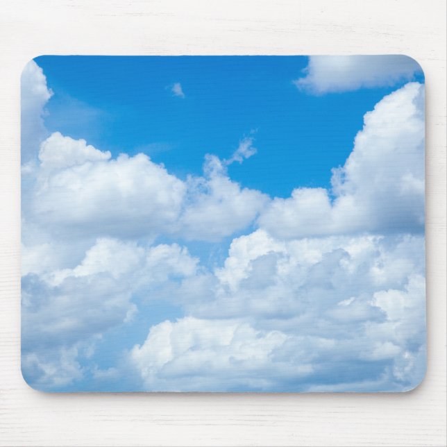 Blue Sky Clouds Background Skies Heaven Design Mouse Pad (Front)