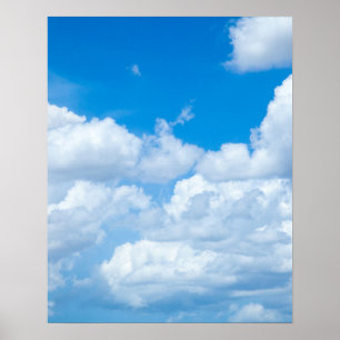 Blue Sky Clouds Background Skies Heaven Design Poster