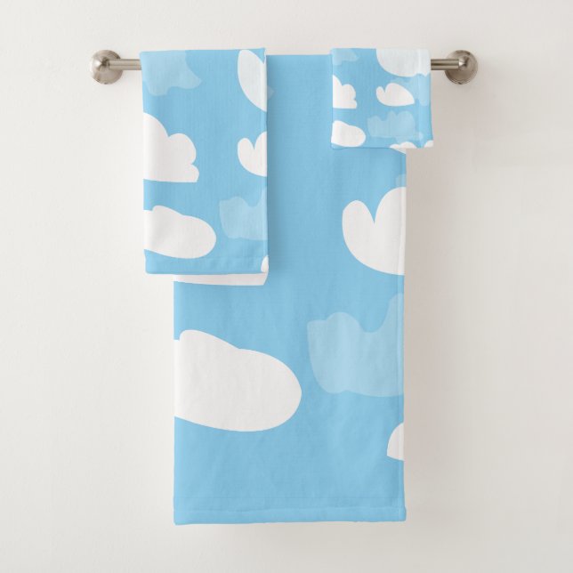 Blue Sky Clouds Bath Towel Set (Insitu)